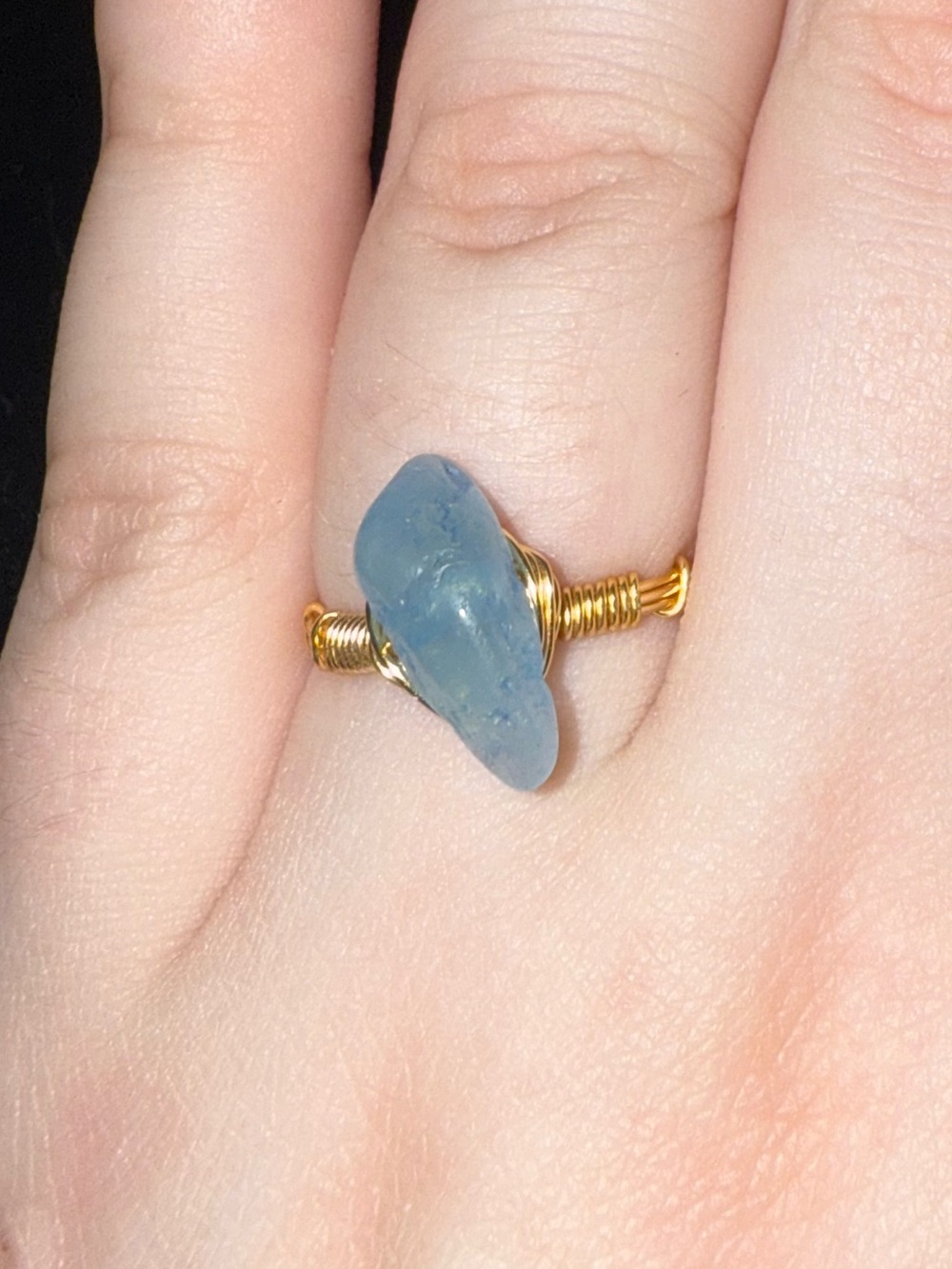 Aquamarine Gemstone Wire Wrapped Ring